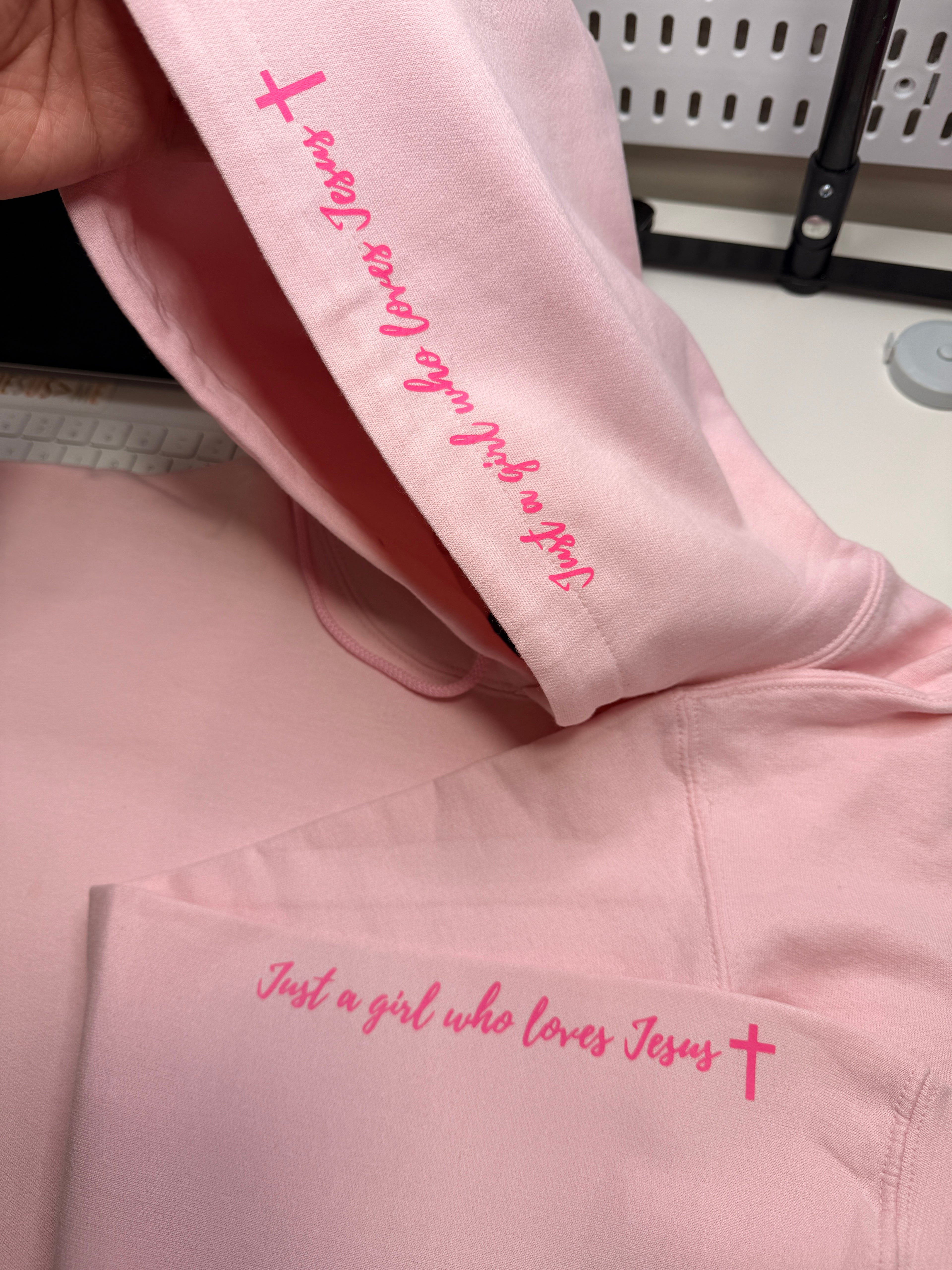 Just a Girl Who loves Jesus Hoodie - Baby Pink