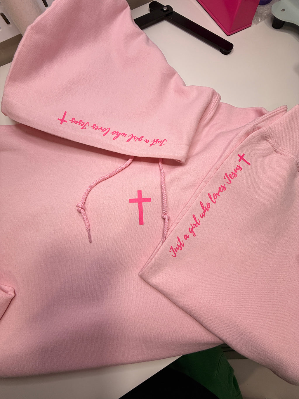 Just a Girl Who loves Jesus Hoodie - Baby Pink
