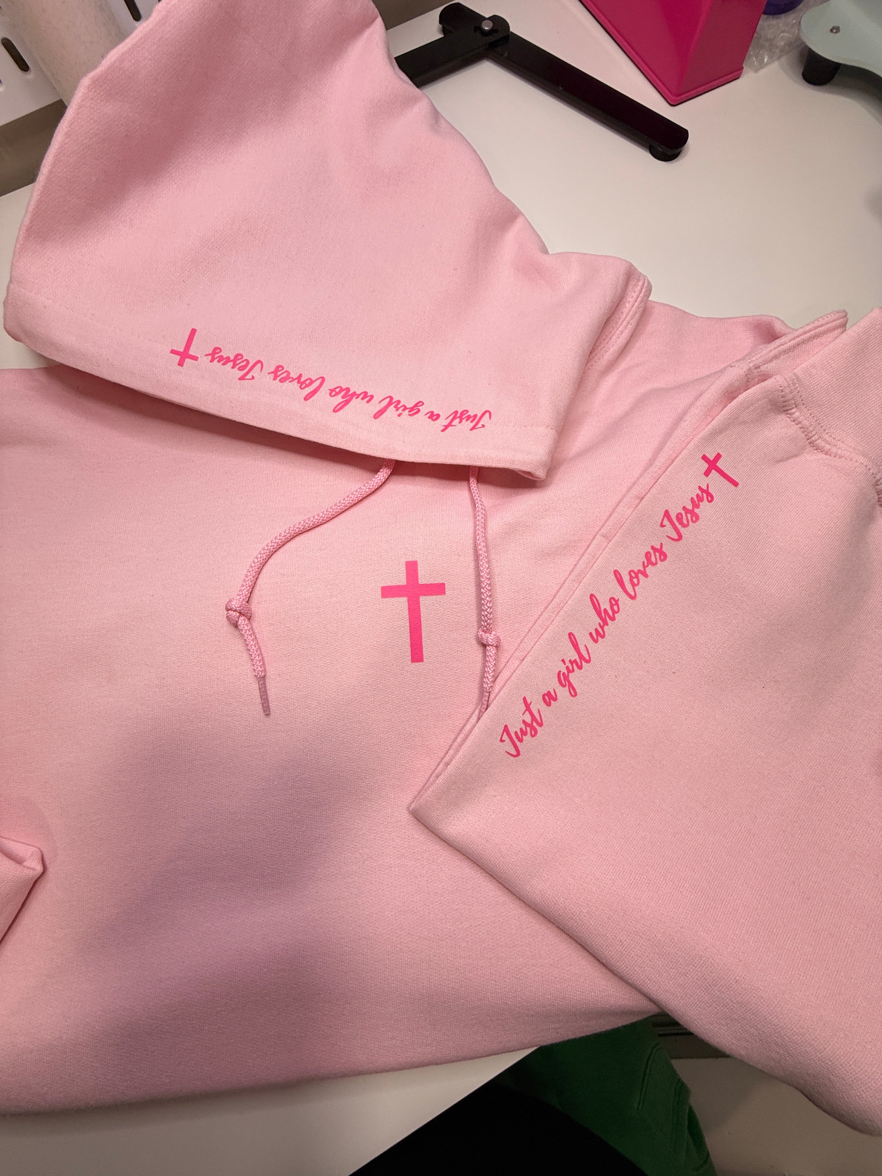 Just a Girl Who loves Jesus Hoodie - Baby Pink