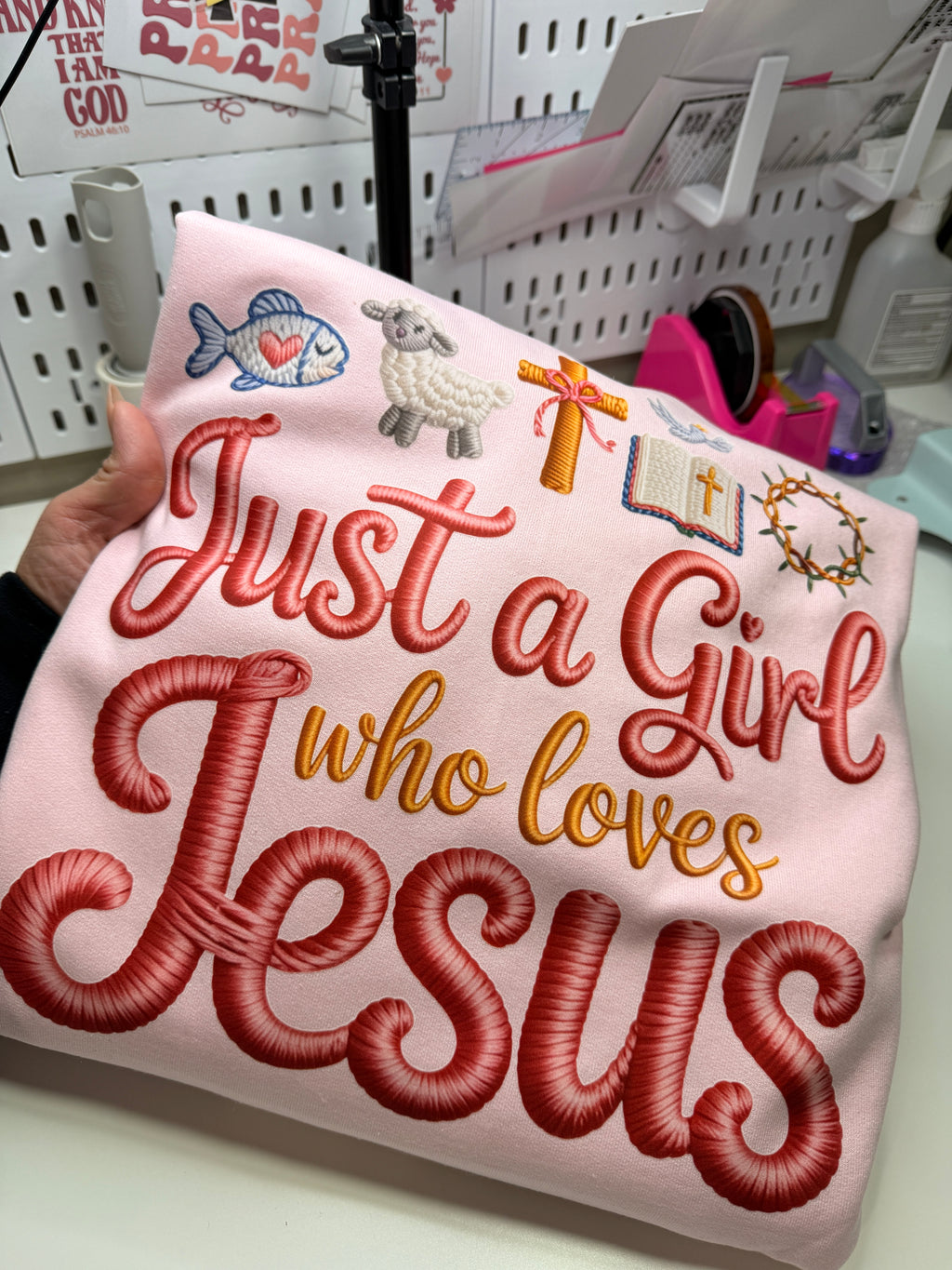 Just a Girl Who loves Jesus Hoodie - Baby Pink