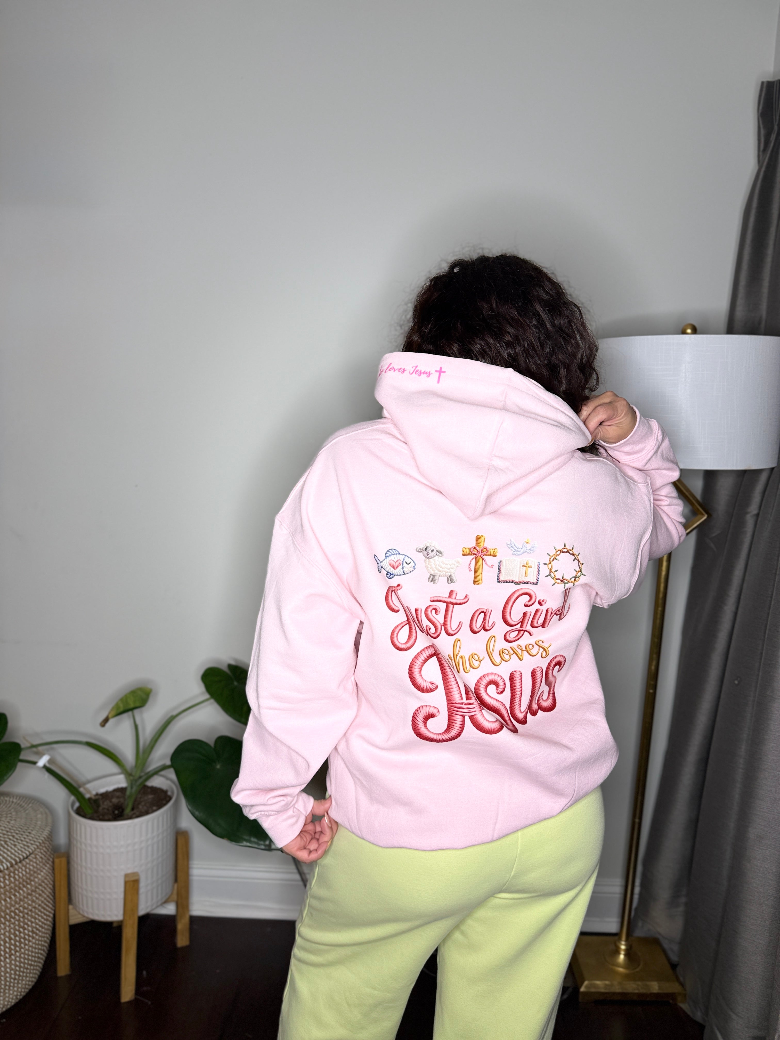Just a Girl Who loves Jesus Hoodie - Baby Pink